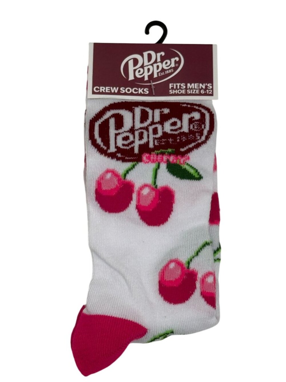 Dr Pepper Cherry Crew Socks Mens Size 6-12 NWT